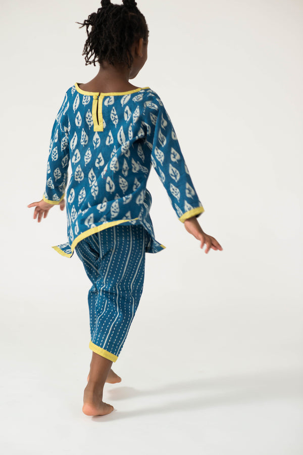 Dabu Bold Leaf Tunic | handmade | indigo | fairtrade| mirasa baby