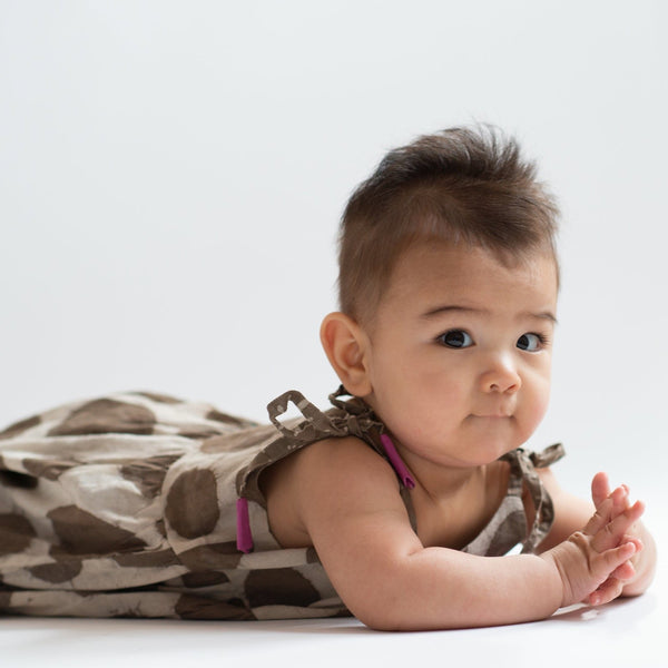 SS: Polka Strap Dress | Light Brown - Hand Printed