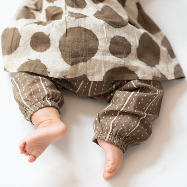 SS: Polka Strap Dress | Light Brown - Hand Printed