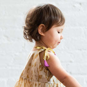 SS: Vine Strap Dress | Forest Yellow- Hand Printed