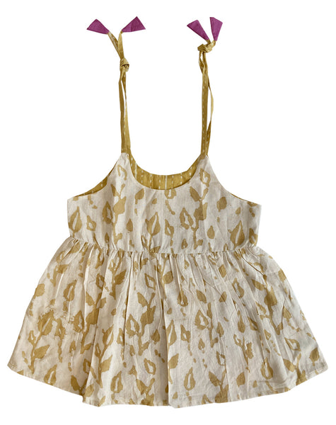 SS: Vine Strap Dress | Forest Yellow- Hand Printed