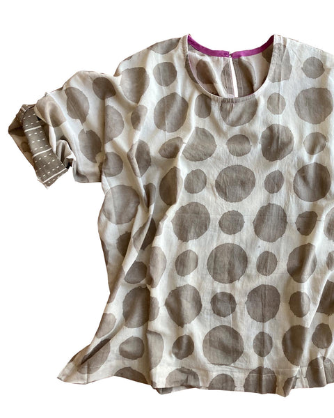 Polka Tunic: Adult Dabu | Light Brown
