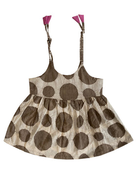 SS: Polka Strap Dress | Light Brown - Hand Printed