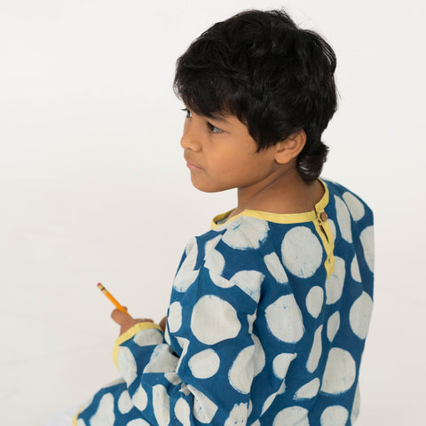 Polka Tunic | handmade | indigo - mirasa