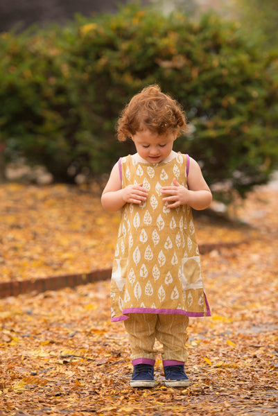 Bold Leaf Dress | forest yellow