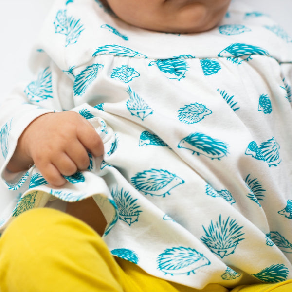 Baby Porcupine Dress | Blue Tile