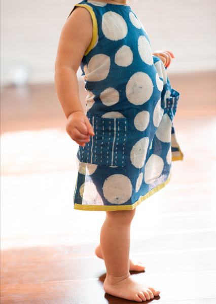 Polka Dress | handmade | indigo