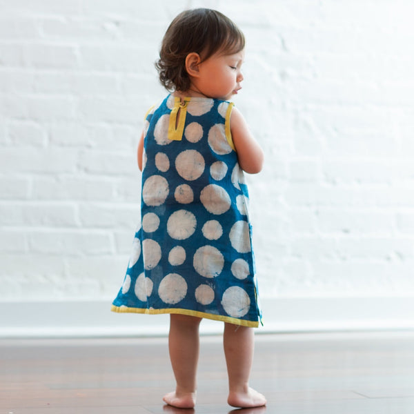Polka Dress | handmade | indigo