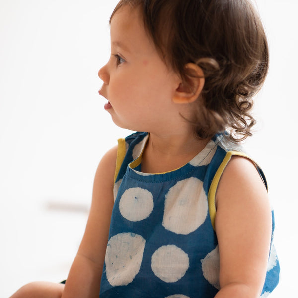 Polka Dress | handmade | indigo