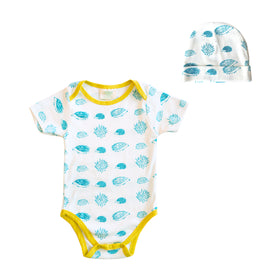 Porcupine Onesie Gift Set- Blue & Celery
