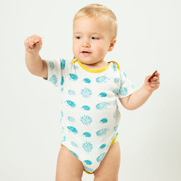 Porcupine Onesie Gift Set- Blue & Celery