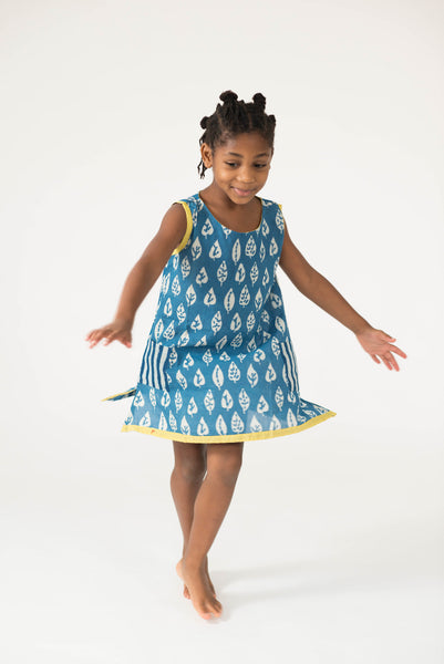 Bold Leaf Dress | Indigo