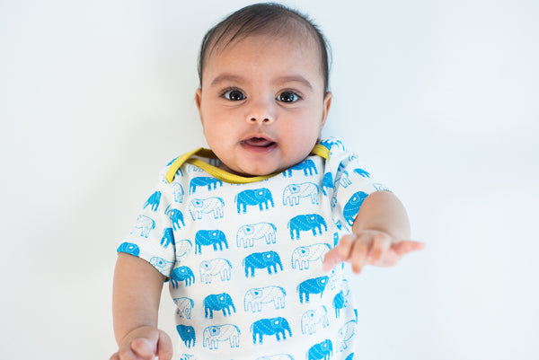 *New* elephant onesie (celery) - mirasa, clothing - organic cotton baby clothing 