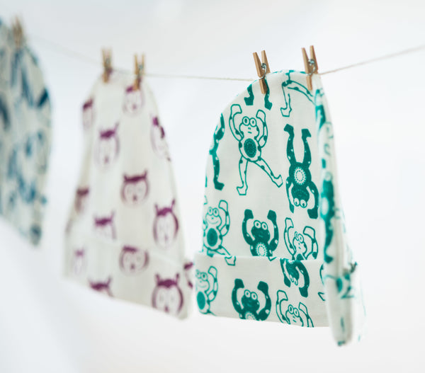 Organic Frog Beanie - mirasa,  - organic cotton baby clothing 