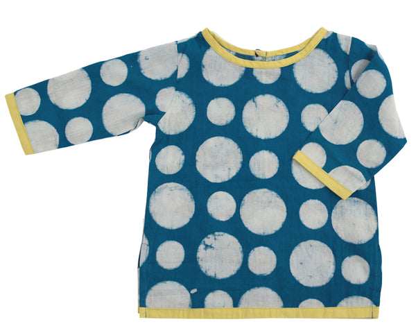 Polka Tunic | handmade | indigo - mirasa, clothing - organic cotton baby clothing 